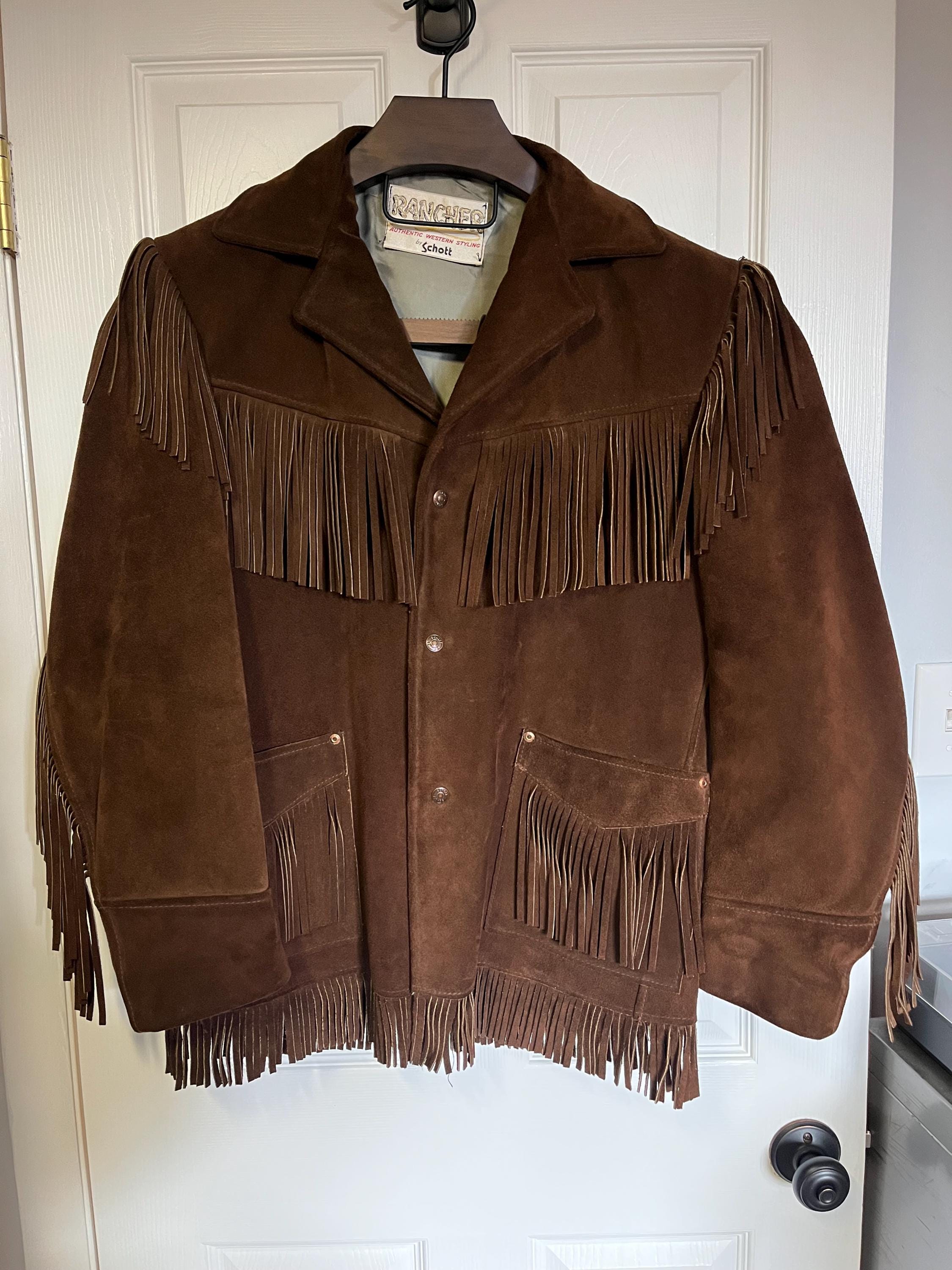 Schottフリンジスエードジャケット(36) Schott Western Genuine Suede Leather Fringe Jacket Camel