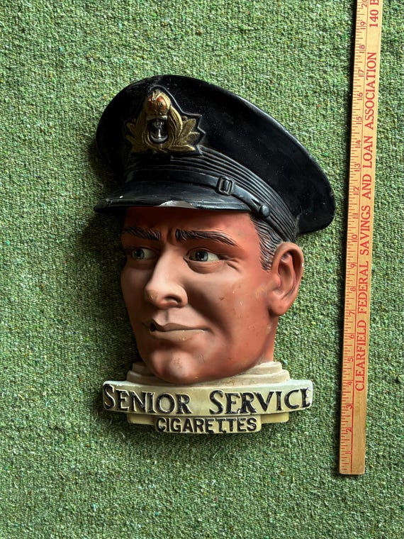 A Pair of Vintage Senior Service Cigarette Advertising Chalkware Wall  Plaques