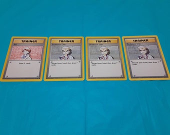 Base set trainer card bundle [1 Bill, 3 Professor Oaks] Pokemon Cards