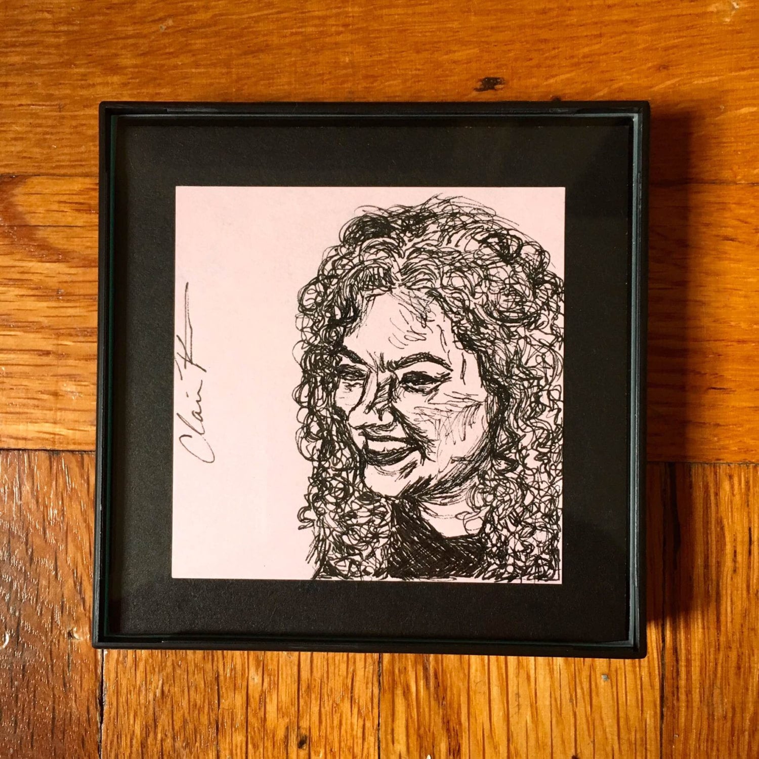 Individual - Original Hand Drawn Ink Portrait - Sticky Note - Framed ...