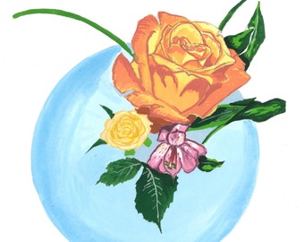 Rose Print-Giclee Fine Art Print of Original Gouache Painting