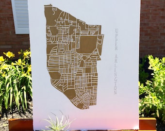 Upper Arlington-Columbus, Ohio-Hand Painted Map Print