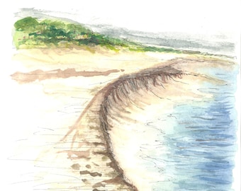 Nobadeer Beach Nantucket-Giclee Fine Art Print of Original Gouache Painting
