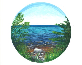 Lake Superior Shoreline-Giclee Fine Art Print of Original Gouache Painting