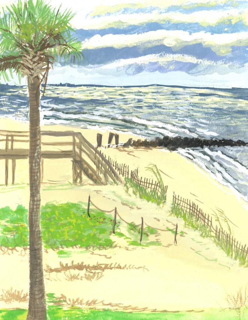 Beach Printfolly Beachgiclee Fine Art Print of Original Gouache