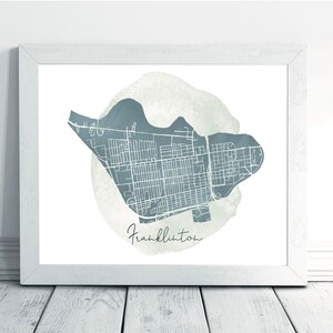 Franklinton-Columbus, Ohio-Mapa de vecindario pintado a mano Imprimir