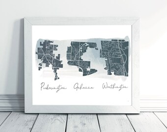 Custom Maps-Three Neighborhoods-Meaningful Locations-Personalized