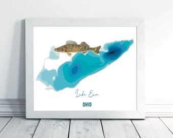 Lake Erie, Ohio-Depth Map-Walleye