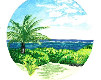 Castaway View-Giclee Fine Art Print of Original Gouache Painting