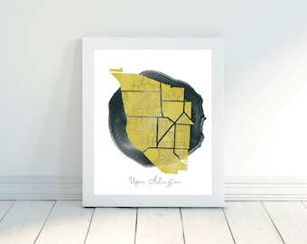 Upper Arlington-Columbus, Ohio-Hand Painted Map Print