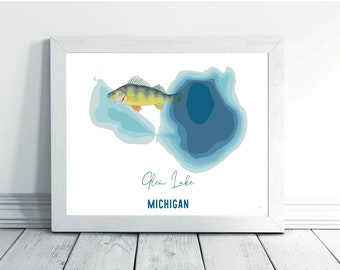 Glen Lake, Michigan Depth Map-Yellow Perch