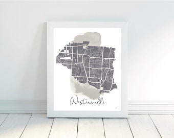 Westerville-Columbus, Ohio-Neighborhood Map Print