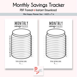 MONTHLY SAVINGS TRACKER Mini Happy Planner Printable Insert, Create 365, Happy Planner Insert, Happy Planner, Disc Planner, Instant Download
