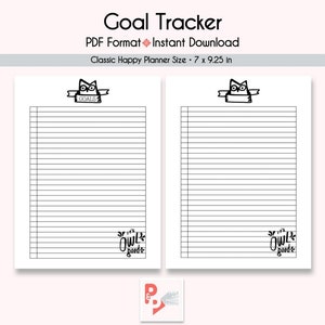 GOAL TRACKER Happy Planner Printable Inserts, Create 365, Happy Planner Insert, Happy Planner Classic, MAMBI Planner, Instant Download