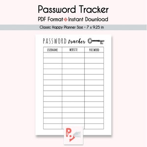 "Passwort Tracker ""Passwort Tracker"" im Vintage Schlüssel-Design (PDF Download)"