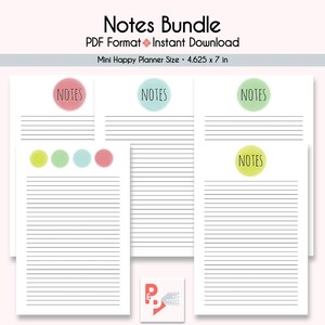 OPMERKINGEN BUNDEL Mini Happy Planner afdrukbare inzetstukken, 365 maken, Happy Planner Insert, Happy Planner Mini, MAMBI Planner, Instant Download afbeelding 1