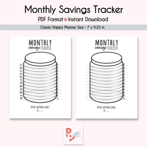 MONTHLY SAVINGS TRACKER Happy Planner Printable Insert, Create 365, Happy Planner Inserts, Happy Planner, Disc Planner, Instant Download