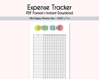 Expense Tracker Insert, Mini Happy Planner Printable (PDF Pattern)