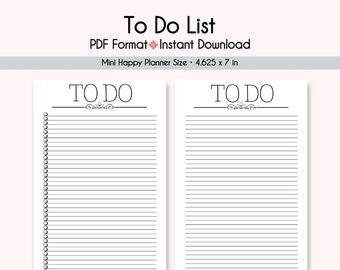 To Do List Mini Happy Planner Printable Inserts (Digital Download)