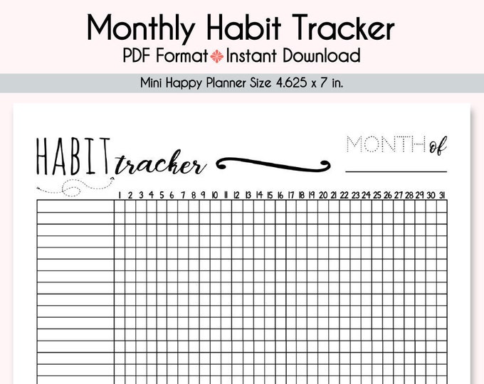 HABIT TRACKER Mini Happy Planner Printable Insert, Create 365, Happy ...