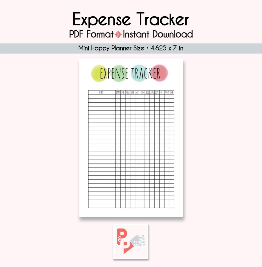 EXPENSE TRACKER Mini Happy Planner Printable Insert, Create 365, Happy ...