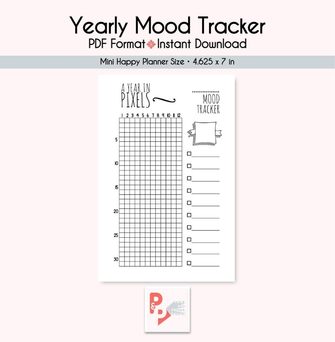 Yearly Mood Tracker Insert, Mini Happy Planner Printable (digital ...