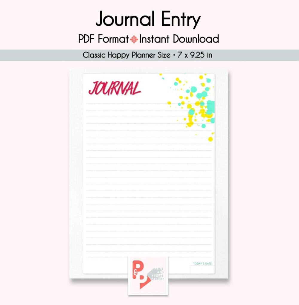 JOURNAL Happy Planner Printable Insert Create 365 Happy - Etsy