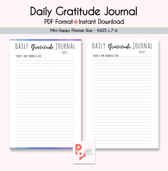 Daily Gratitude Journal Mini Happy Planner Printable Insert Happy Planner Printable Happy Planner Inserts Happy Planner Instant Download