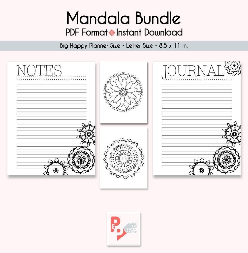 Mandala Notes Journal, Big Happy Planner Inserts (digital Download) - Etsy