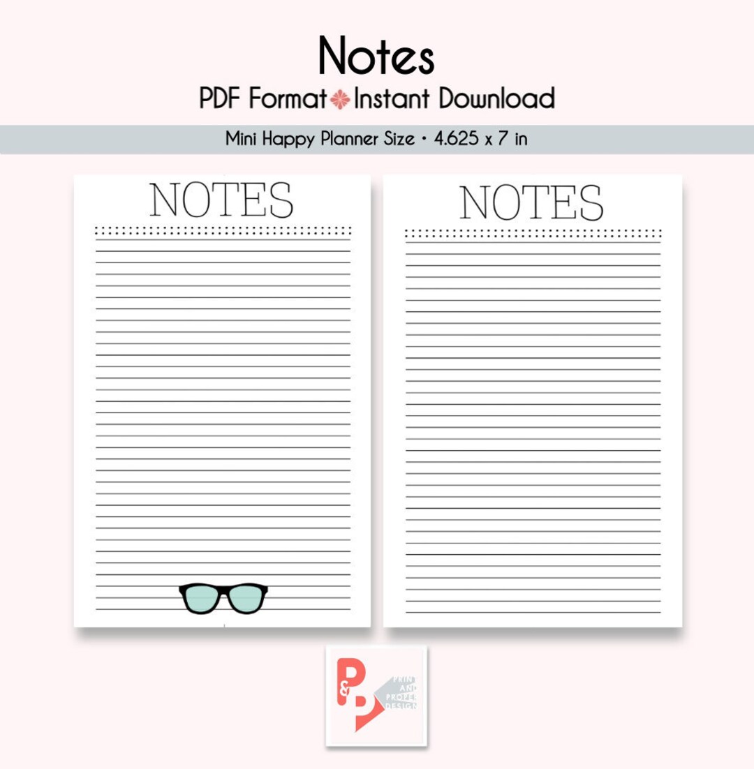 Mini Happy Planner Notes Insert (PDF Pattern) - Etsy
