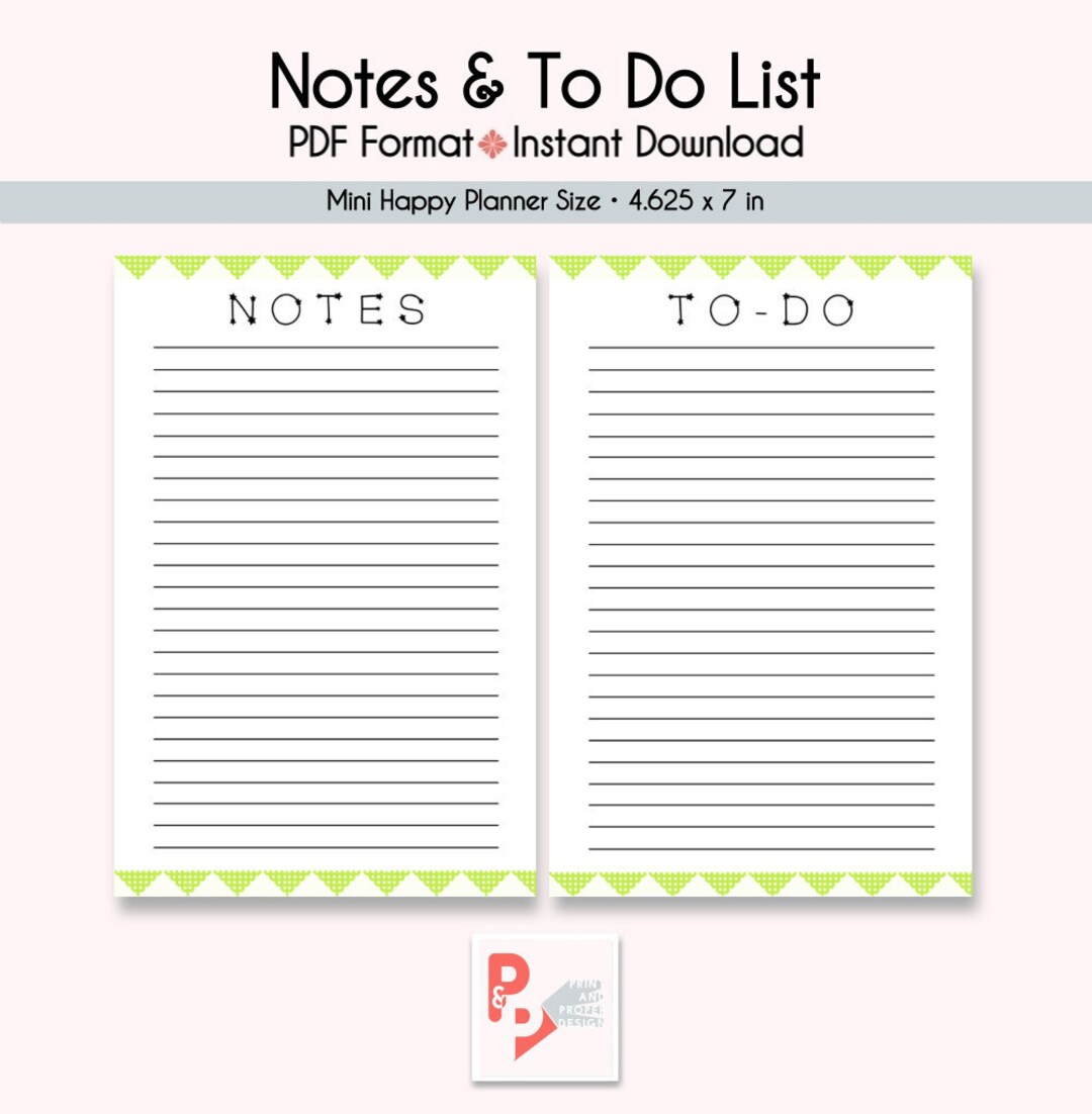 Mini Happy Planner Inserts, Notes & To-do List (digital Download) - Etsy