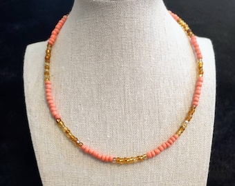 Peach Seed Bead Necklace.