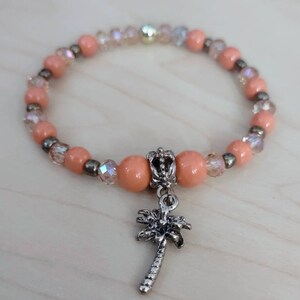 Orange Palm Tree Charm Bracelet.