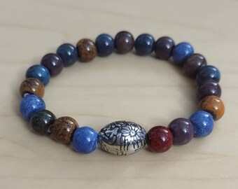Eclectic Ceramic Bead Bracelet | Bohemian Silver Accent