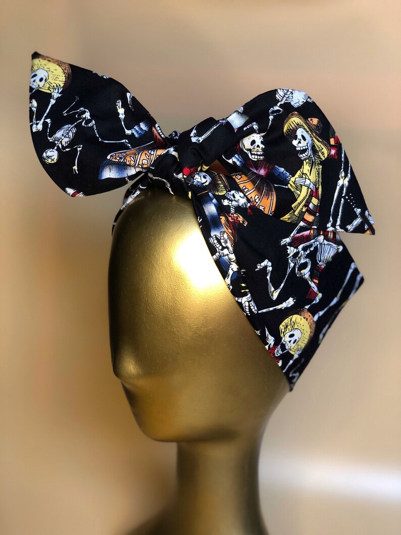 Funny Skeletons Wide Rockabilly Headband Top Knot Halloween Etsy