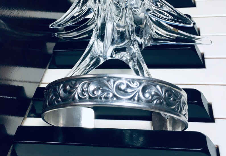 Vintage Ed Levin Victorian Scroll Sterling Silver Cuff Bracelet Signed 19g Fits 5 34 to 7 Ed Levin Jewelry More At PianoBarVintage