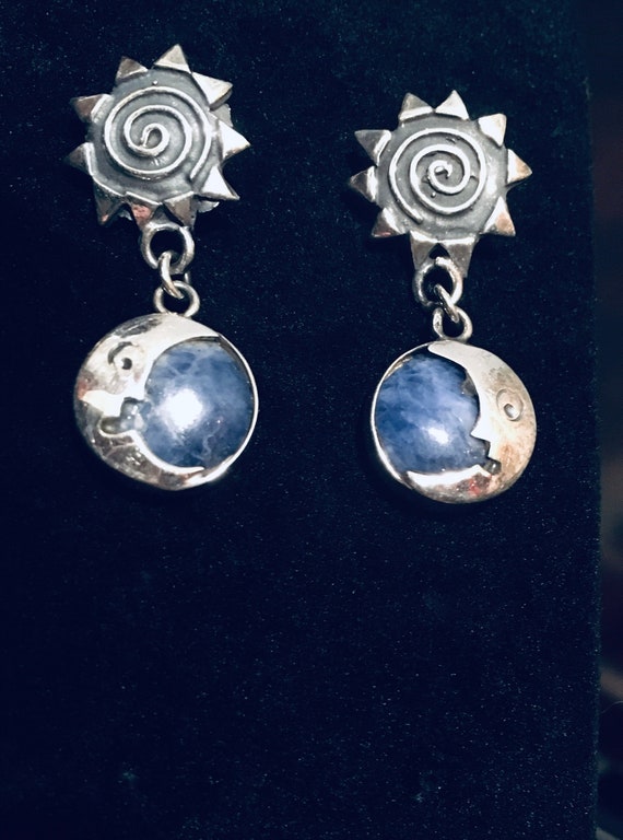 Vintage Sun / Moon Blue Sodalite Sky + Sterling Si