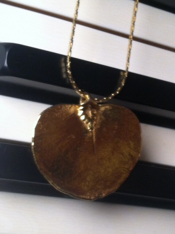 Vintage Gold Dipped Eucalyptus Leaf Pendant on 16"