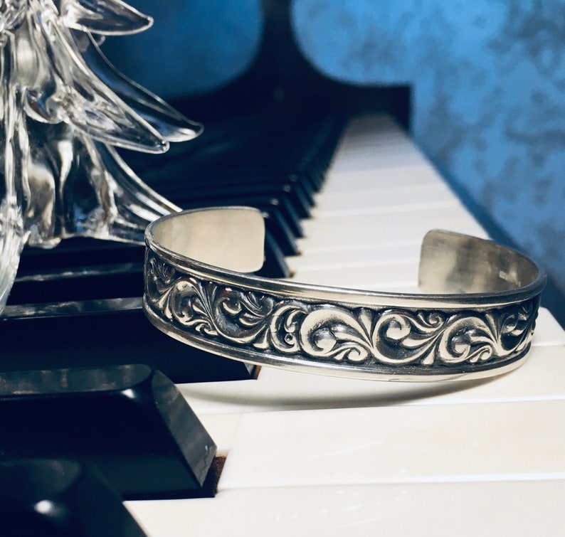 Vintage Ed Levin Victorian Scroll Sterling Silver Cuff Bracelet Signed 19g Fits 5 34 to 7 Ed Levin Jewelry More At PianoBarVintage