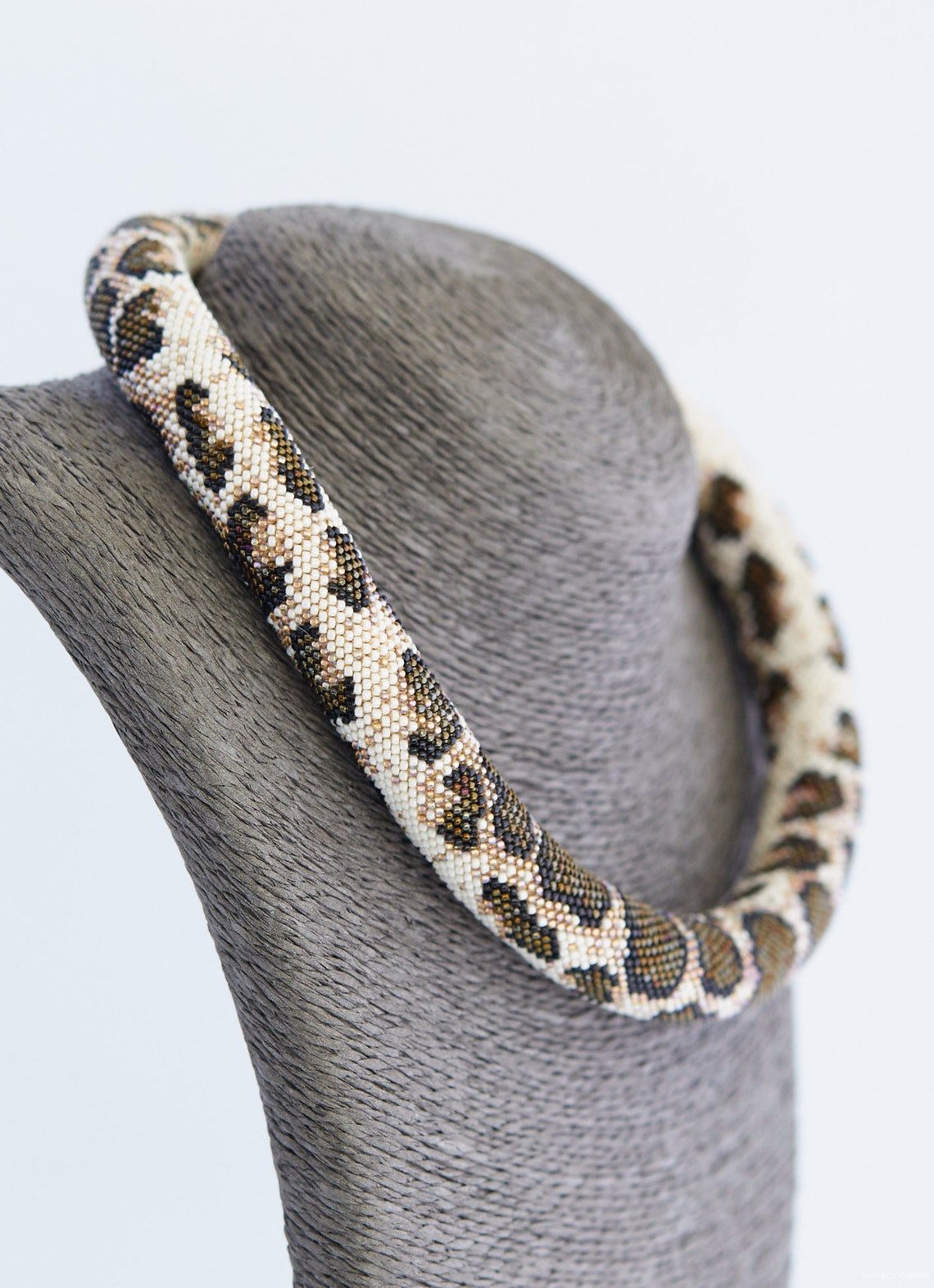 Snake Beaded Crochet Necklace Python Skin Jewelry Brown and Etsy
