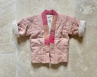 Manteau HAORI pour enfant, SAKURA rose 1/3 mois + col pink * prix doux