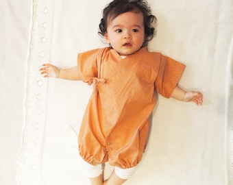 Baby kimono, rompers jinbei, BONBON 1/3 month, fabric by Atelierbrunette, japanese baby pyjama