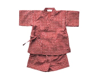 Baby Jinbey, Jinbei, Kimono for babies, AKANE Enfant, hand block printed fabric from India, made in France