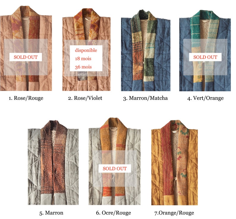 Haori coat for kids SAKURA with the coller of Kantha quilt