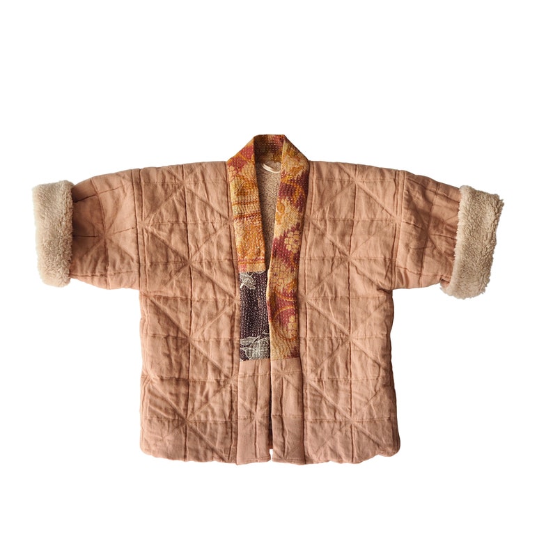 Haori coat for kids SAKURA with the coller of Kantha quilt