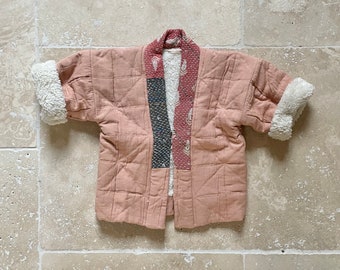 Manteau HAORI pour enfant, SAKURA rose 6/9 mois + col Kagoshima * prix doux