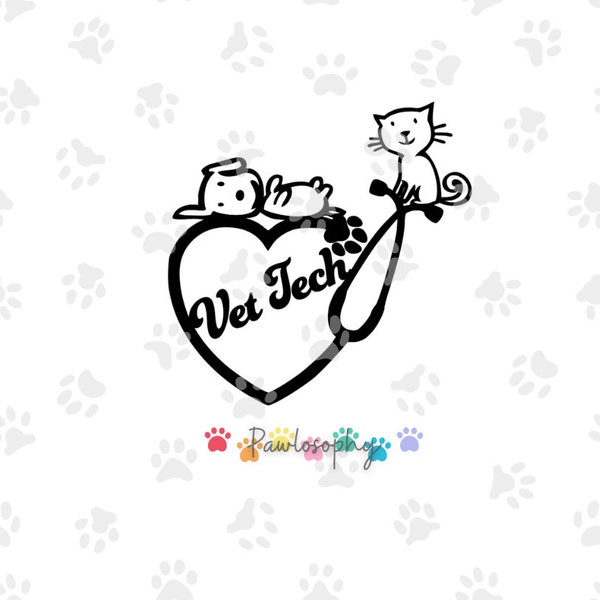 Personalized Vet Tech Car Decal With Dog and Cat