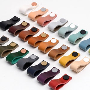 Leather drawer pulls for furniture / THIN straight
