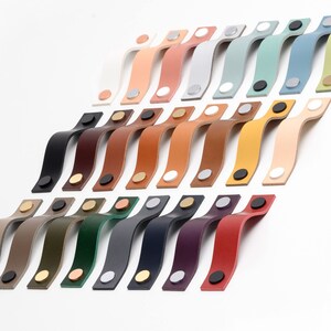 Leather Drawer Pull, Vegetable Tanned Leather Handle for Cabinets and Furniture