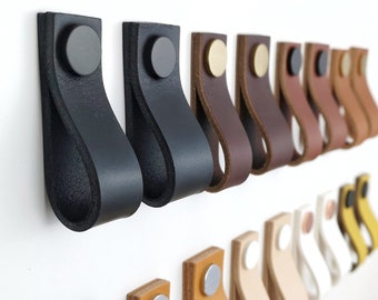 Leather pull for furniture / Leather cabinet pull / Drawer knob